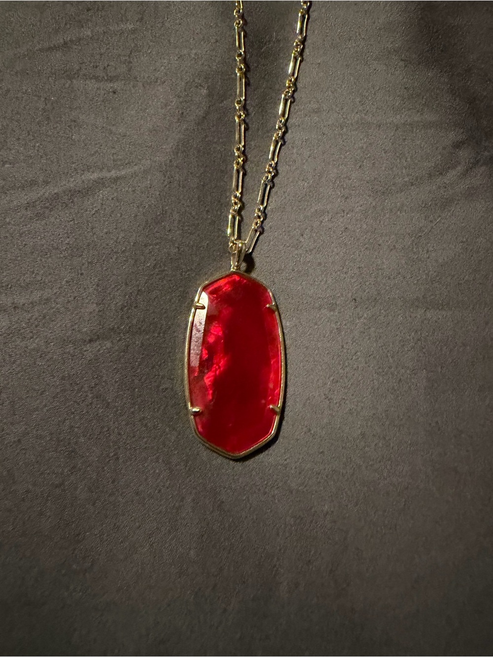 Kendra Scott Gold Necklace with Red Pendant